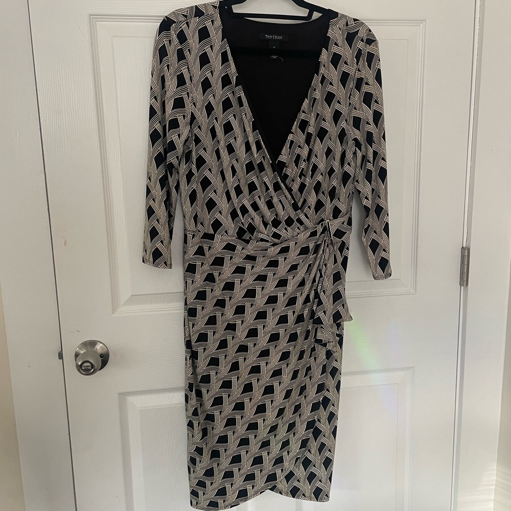Chic Black and Cream Wrap Dress